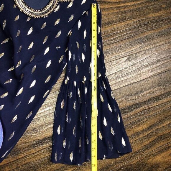 Lilly Pulitzer Women’s Size 0 Amory Navy Beaded Metallic Silk Cocktail Dress - Picture 11 of 14